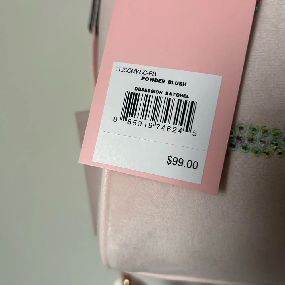Light Pink rhinestone Velour Satchel bag